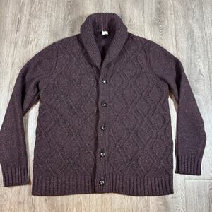 Men's BANANA REPUBLIC Italian Yarn Shawl Collar Cable Knit Cardigan Sweater ~ XL